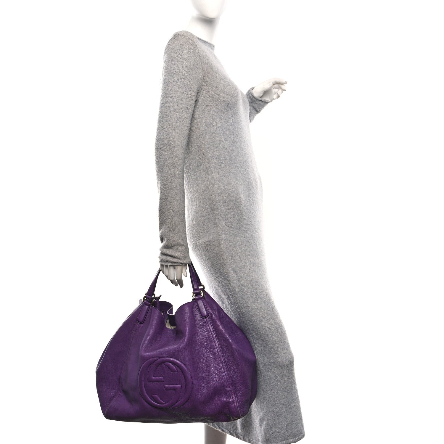 Gucci Pebbled Calfskin Large Soho Shoulder Bag Shine Purple 2 of 11