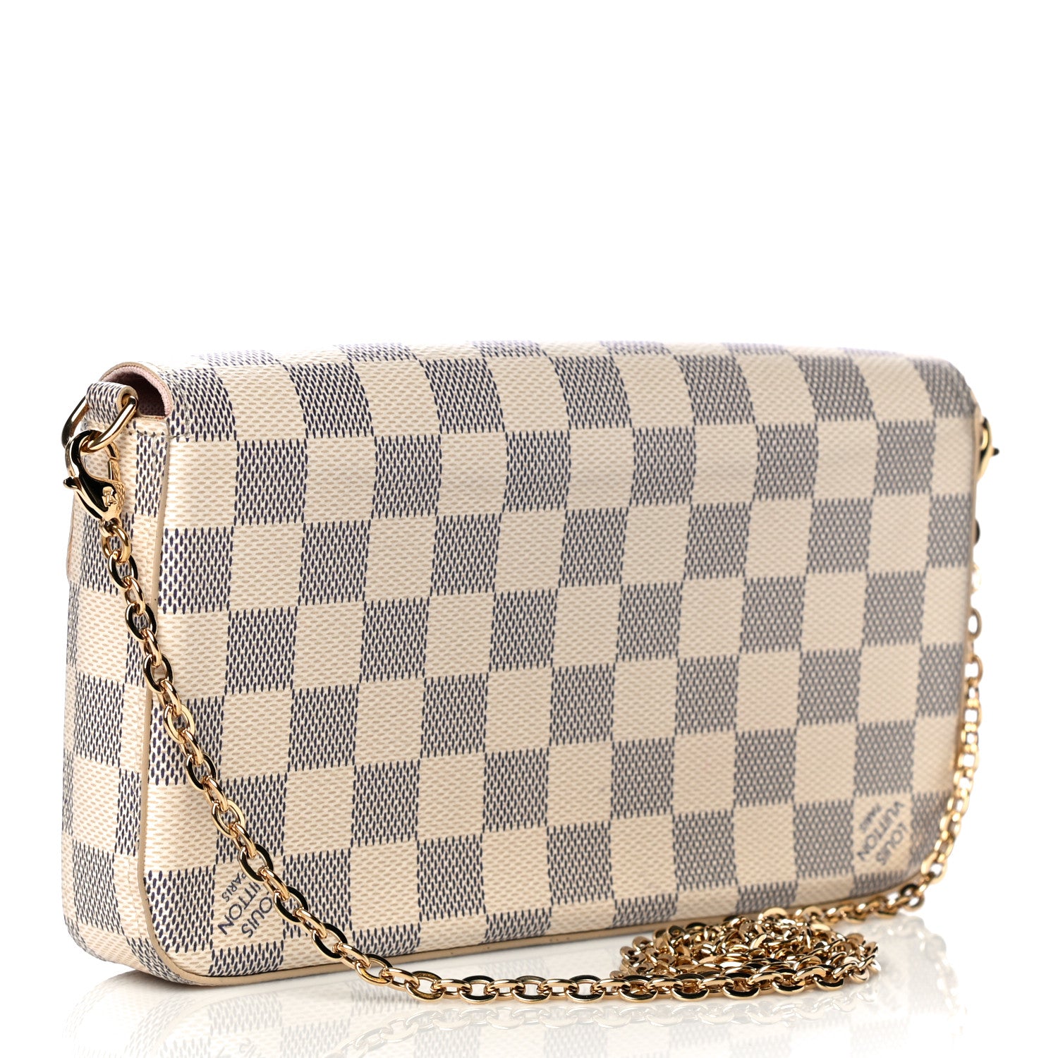 Louis Vuitton Damier Azur Pochette Felicie Chain Wallet Rose Ballerine 4 of 18