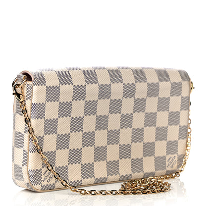 Louis Vuitton Damier Azur Pochette Felicie Chain Wallet Rose Ballerine 4 of 18