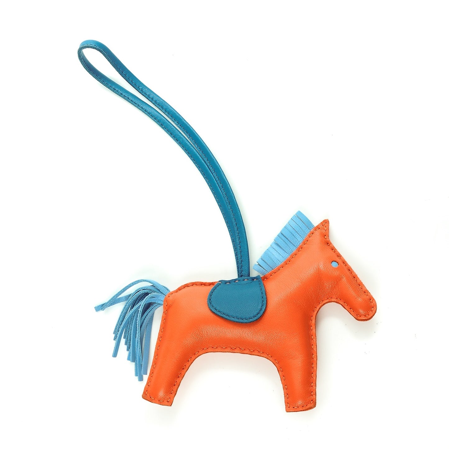 Milo Lambskin Grigri Rodeo Horse Bag Charm MM Feu Celeste Bleu Izmir