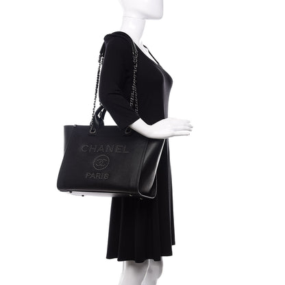 Chanel Caviar Small Studded Deauville Tote Black 2 of 11