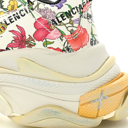 Balenciaga X GUCCI Fabric Allover Logo Flora Print Womens Triple S Sneakers 39 Multicolor White 8 of 10