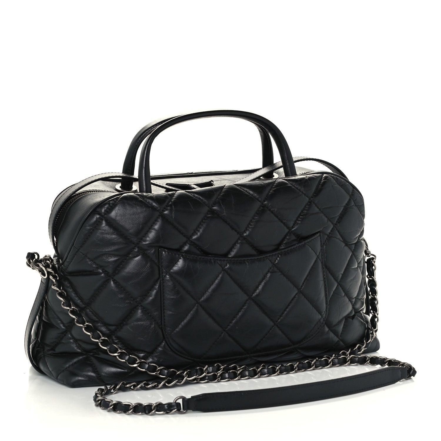 Chanel Aged Calfskin Small Bowling Bag Black 3 of 10