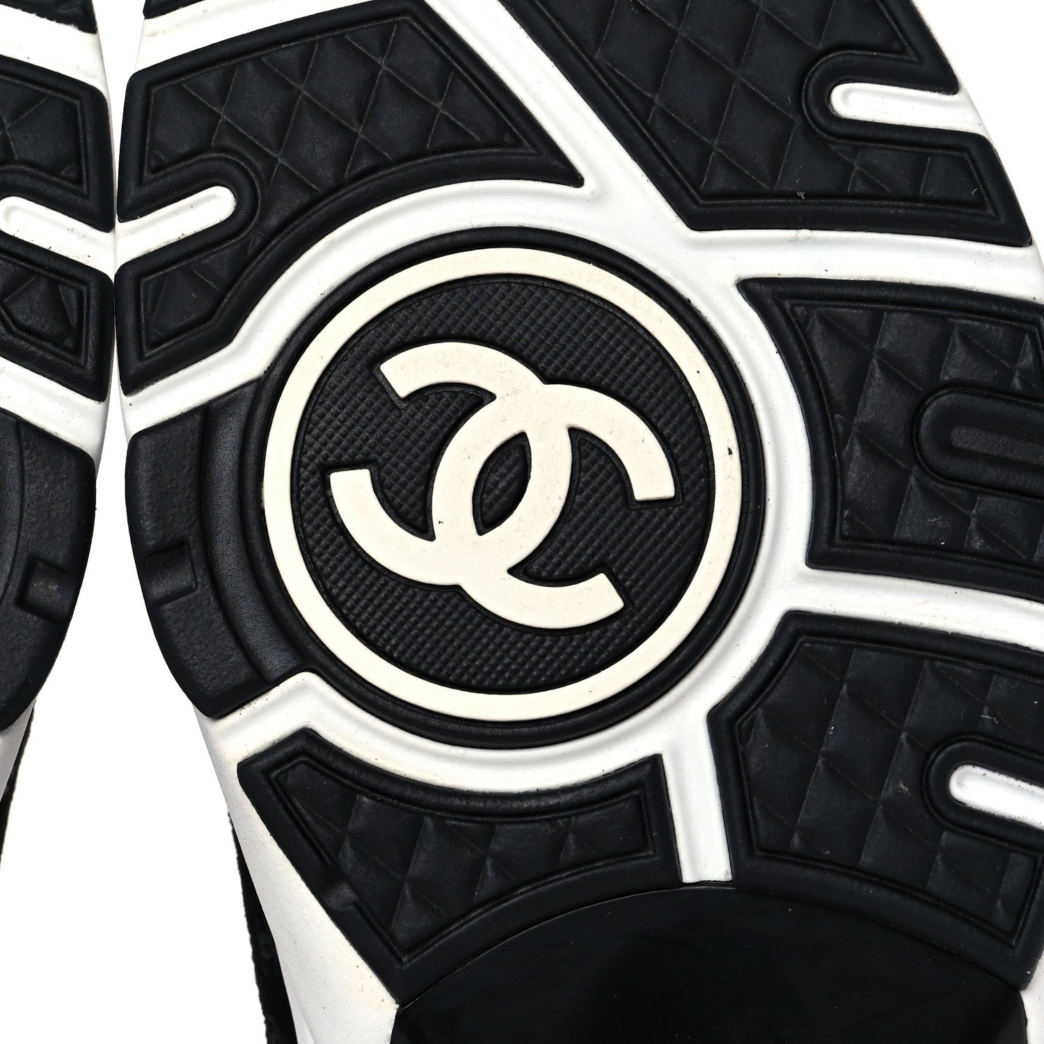 Chanel Nylon Suede Calfskin Printed CC Sneakers 41.5 White Black 6 of 8