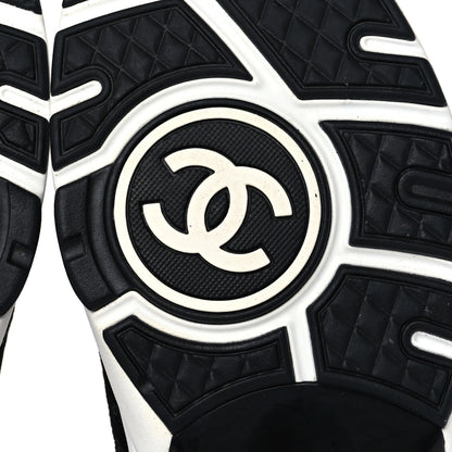 Chanel Nylon Suede Calfskin Printed CC Sneakers 41.5 White Black 6 of 8