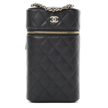 Chanel Caviar Quilted Phone Holder With Chain Black 1 of 11