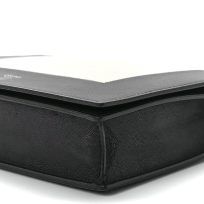 Celine Smooth Lambskin Frame Evening Chain Clutch Black White 10 of 10