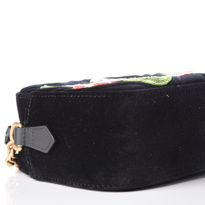 Gucci Velvet Matelasse Deer Embroidered Small GG Marmont Chain Shoulder Bag Black 4 of 9