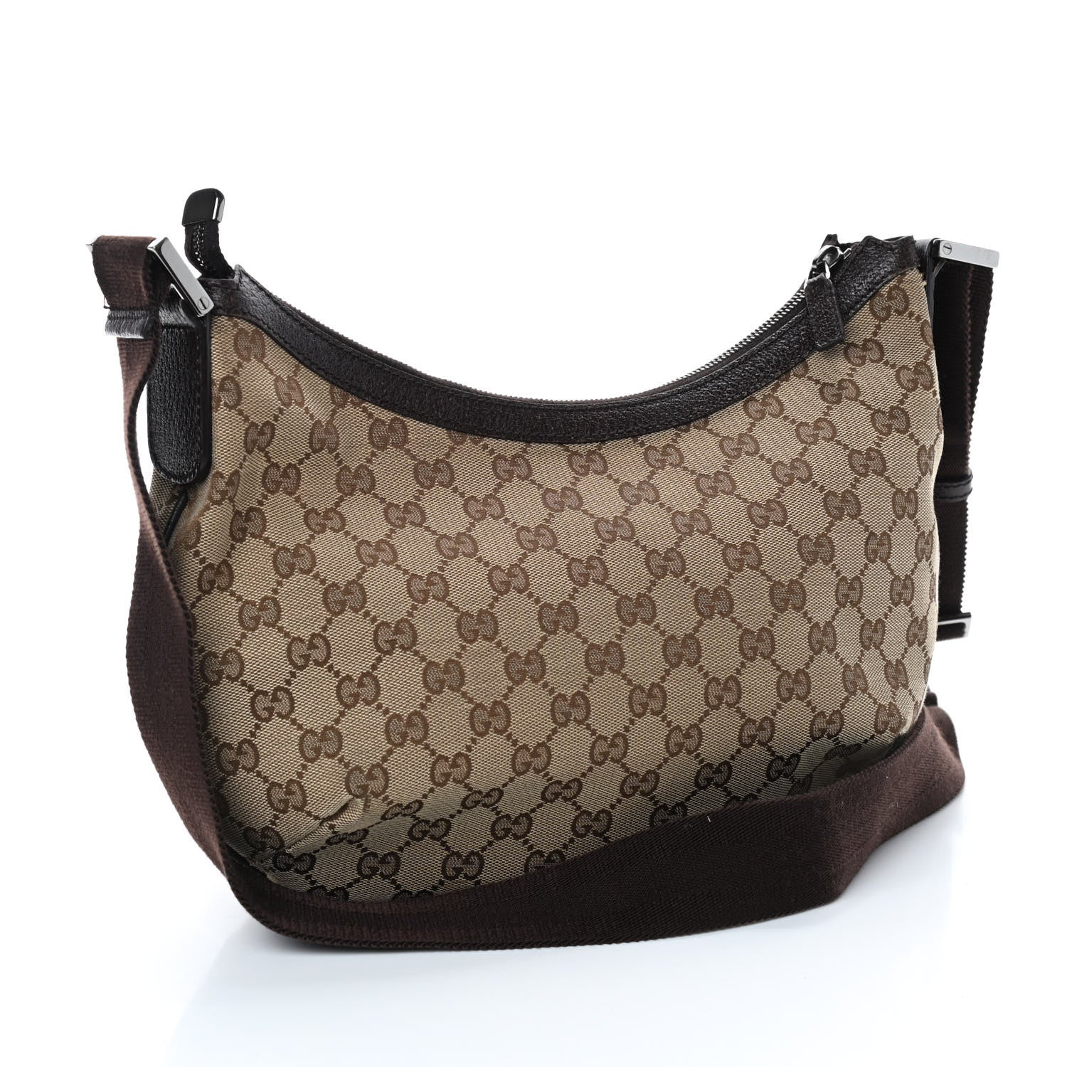 Gucci Monogram Medium Half Moon Hobo Dark Brown 3 of 9