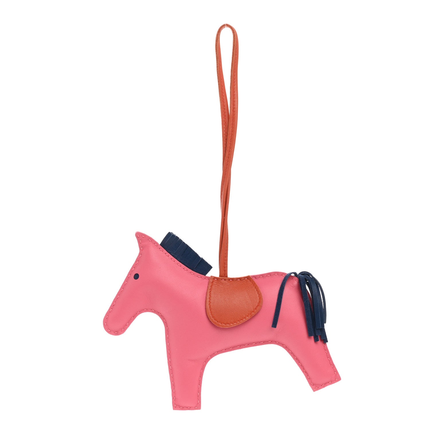 Hermes Milo Lambskin Grigri Rodeo Horse Bag Charm MM Rose Azalee Cornaline Bleu De Malte 1 of 5