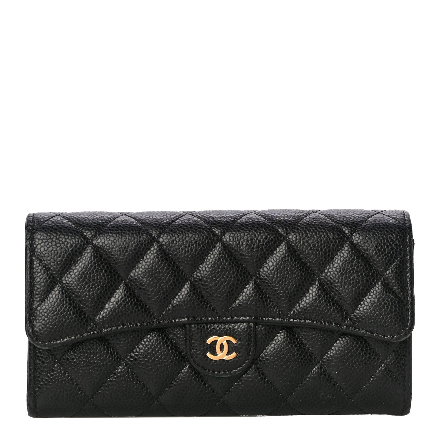 Chanel Caviar Quilted Large Gusset Flap Wallet Black 1 of 13