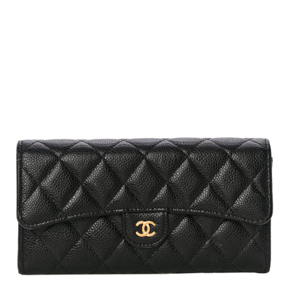 Chanel Caviar Quilted Large Gusset Flap Wallet Black 1 of 13
