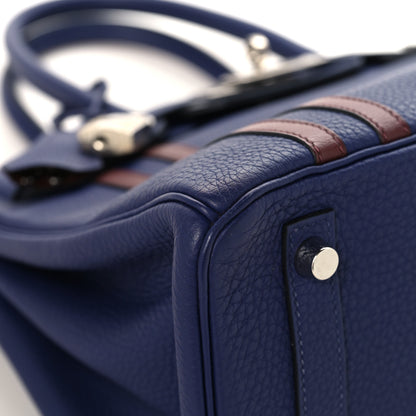Hermes Togo Swift Officier Birkin 30 Bleu Encre Rouge H 9 of 13