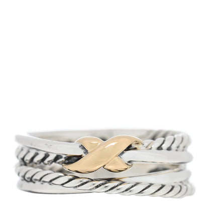 David Yurman Sterling Silver 18K Yellow Gold 6mm X Crossover Ring 50 5.5 1 of 4