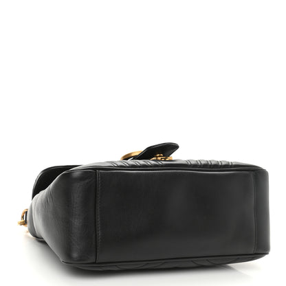 Gucci Calfskin Matelasse Small GG Marmont Top Handle Shoulder Bag Black 4 of 10