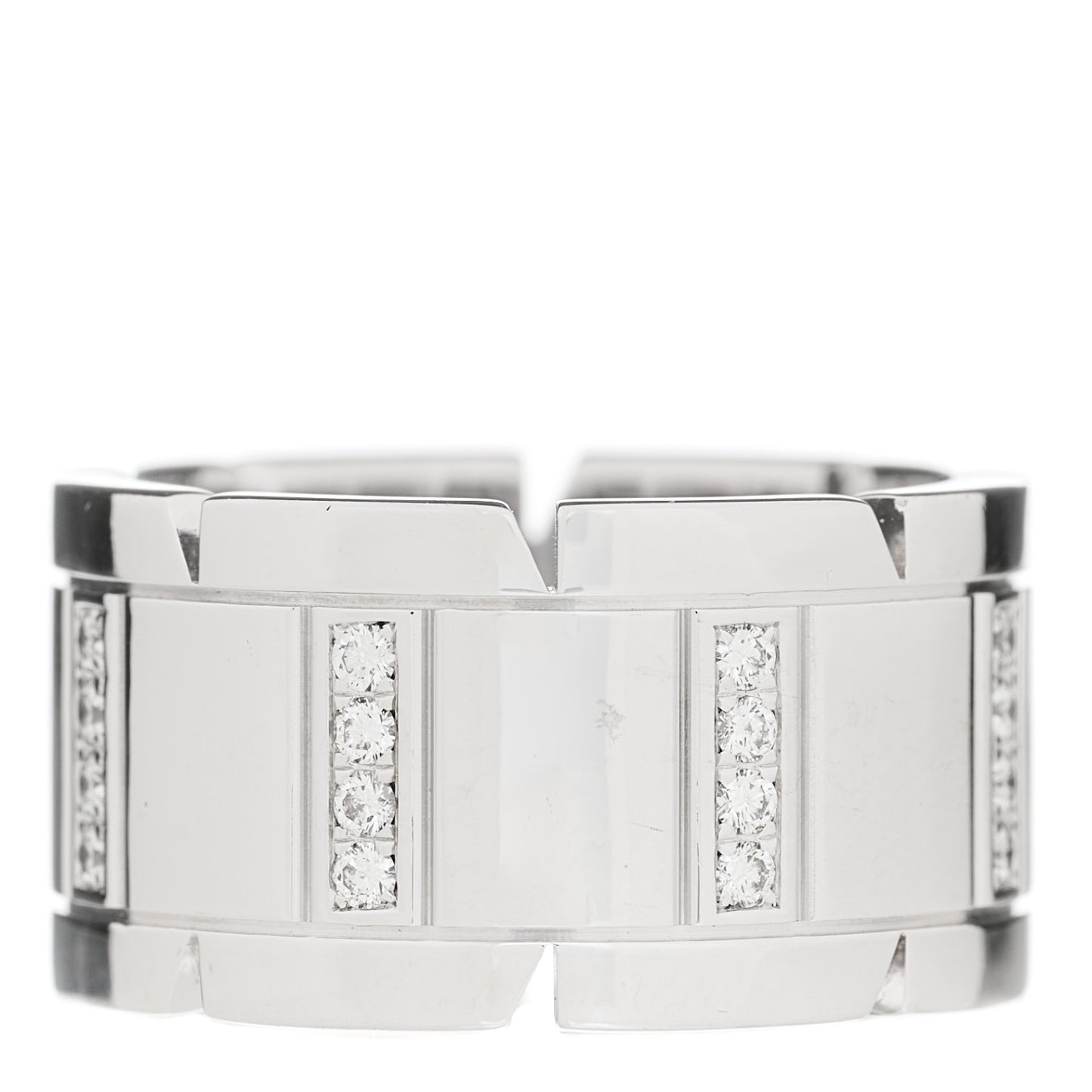 18K White Gold Diamond 11mm Tank Francaise Ring 53 6.5
