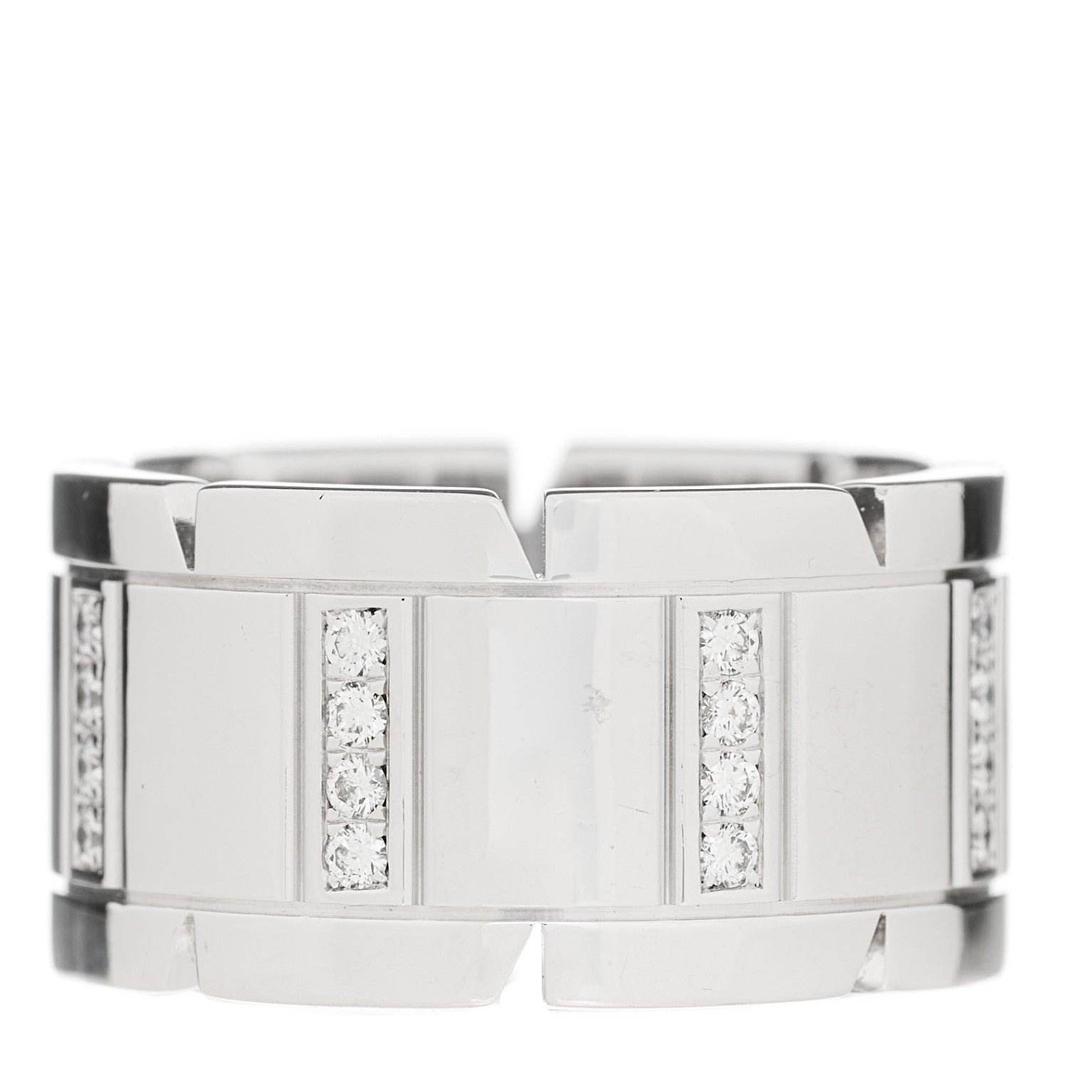 Cartier 18K White Gold Diamond 11mm Tank Francaise Ring 53 6.5 2 of 4
