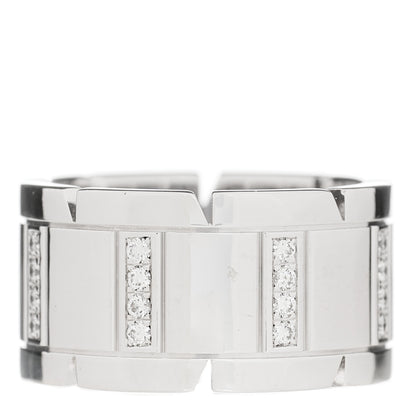 Cartier 18K White Gold Diamond 11mm Tank Francaise Ring 53 6.5 2 of 4