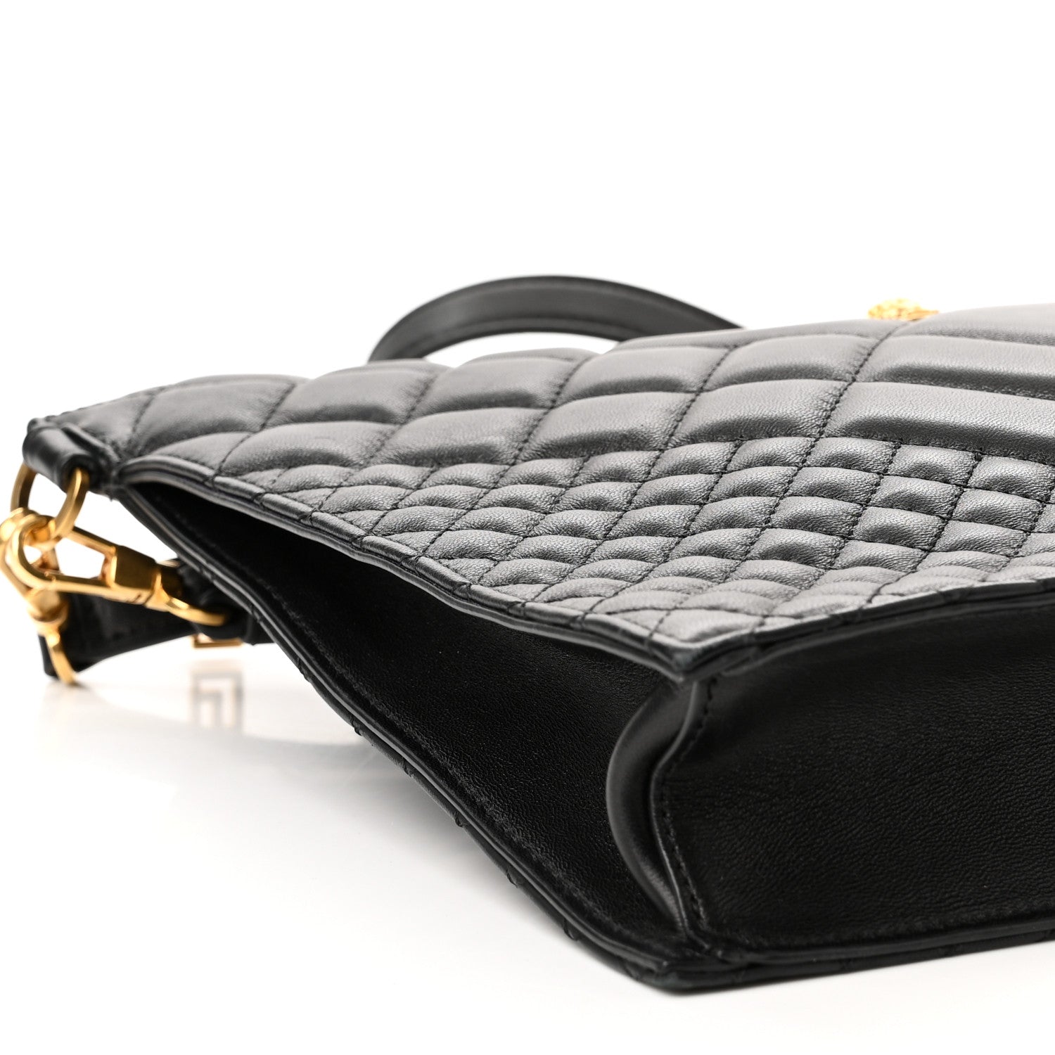 Versace Calfskin Quilted Large Tribute Icon Crossbody Pouch Black 8 of 9