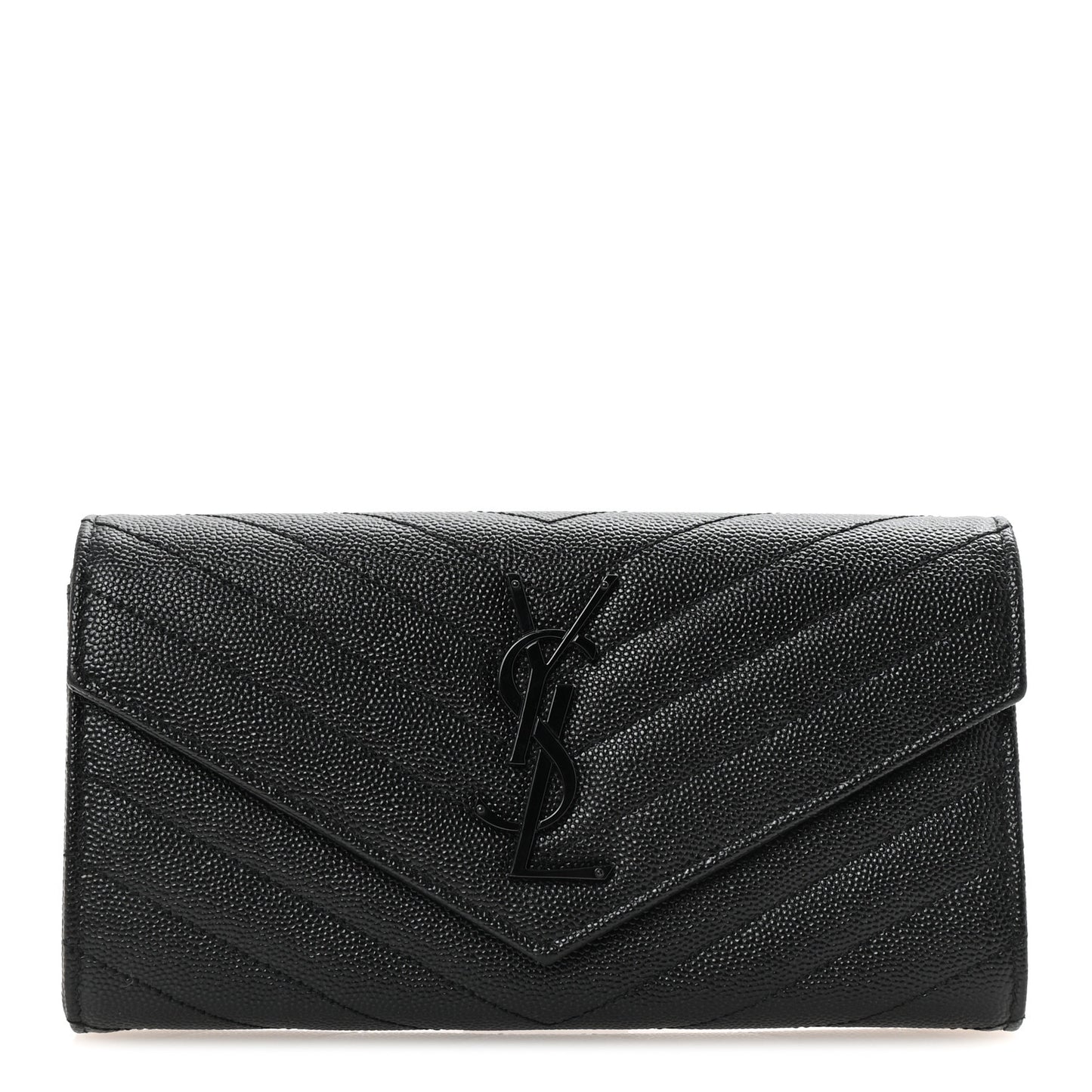 Grain De Poudre Matelasse Chevron Monogram Flap Wallet Black