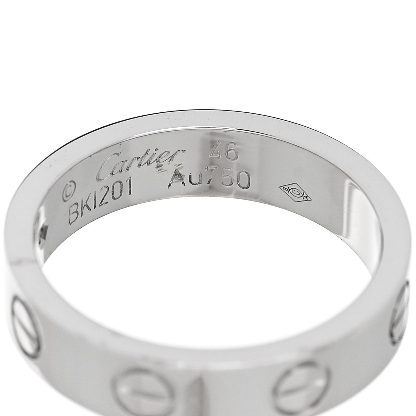 18K White Gold Diamond 4mm LOVE Wedding Band Ring 46 3.75