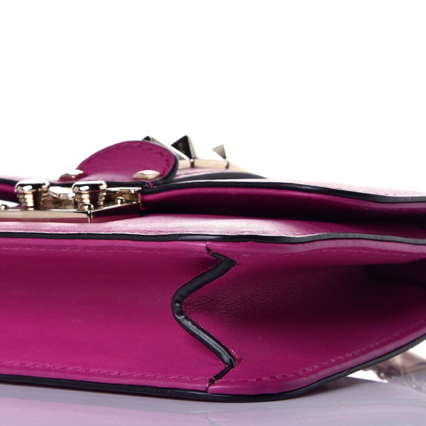Vitello Mini Glam Lock Rockstud Flap Fuxia