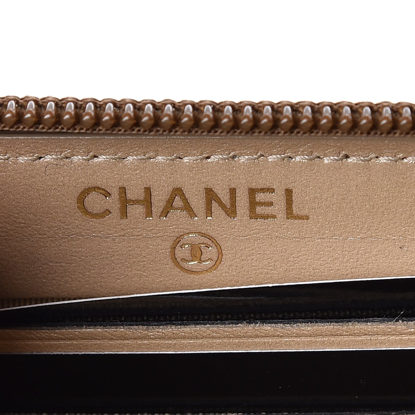 Cracked Metallic Calfskin Quilted Small Boy Zip Around Wallet Gold
