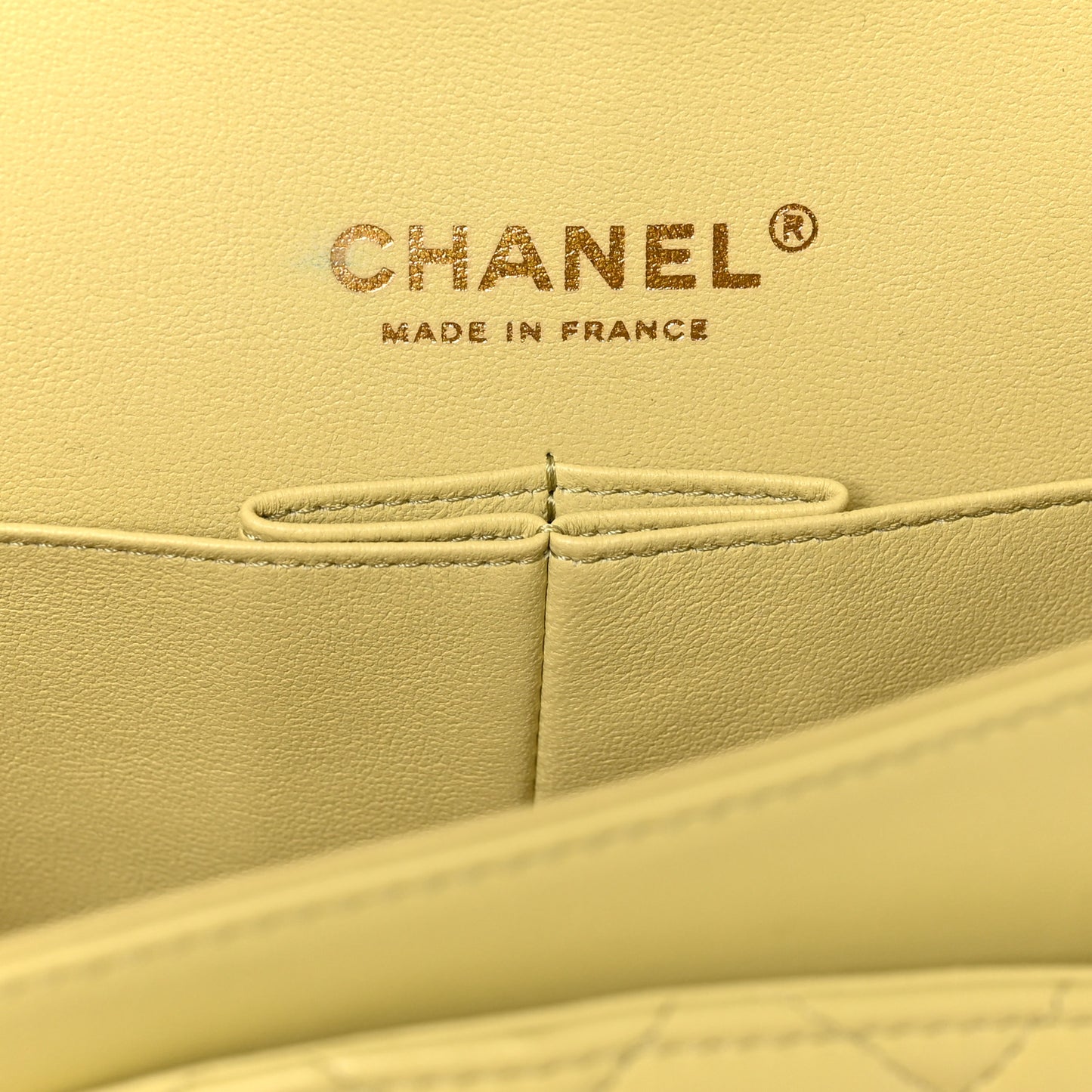 Lambskin Quilted Medium Double Flap Yellow