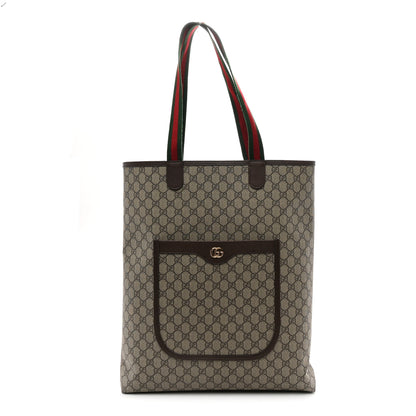 Gucci GG Supreme Monogram Web Large Ophidia Vertical  Front Pocket Shopping Tote Brown 1 of 10
