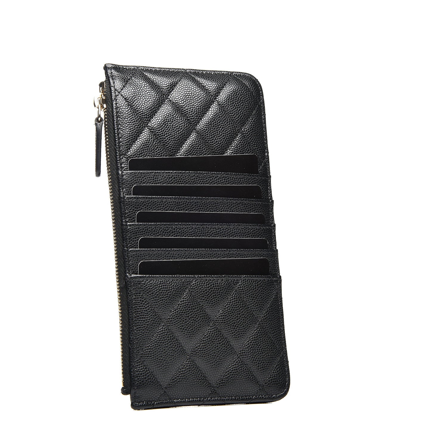 Caviar Quilted Classic Flat Wallet Pouch Black