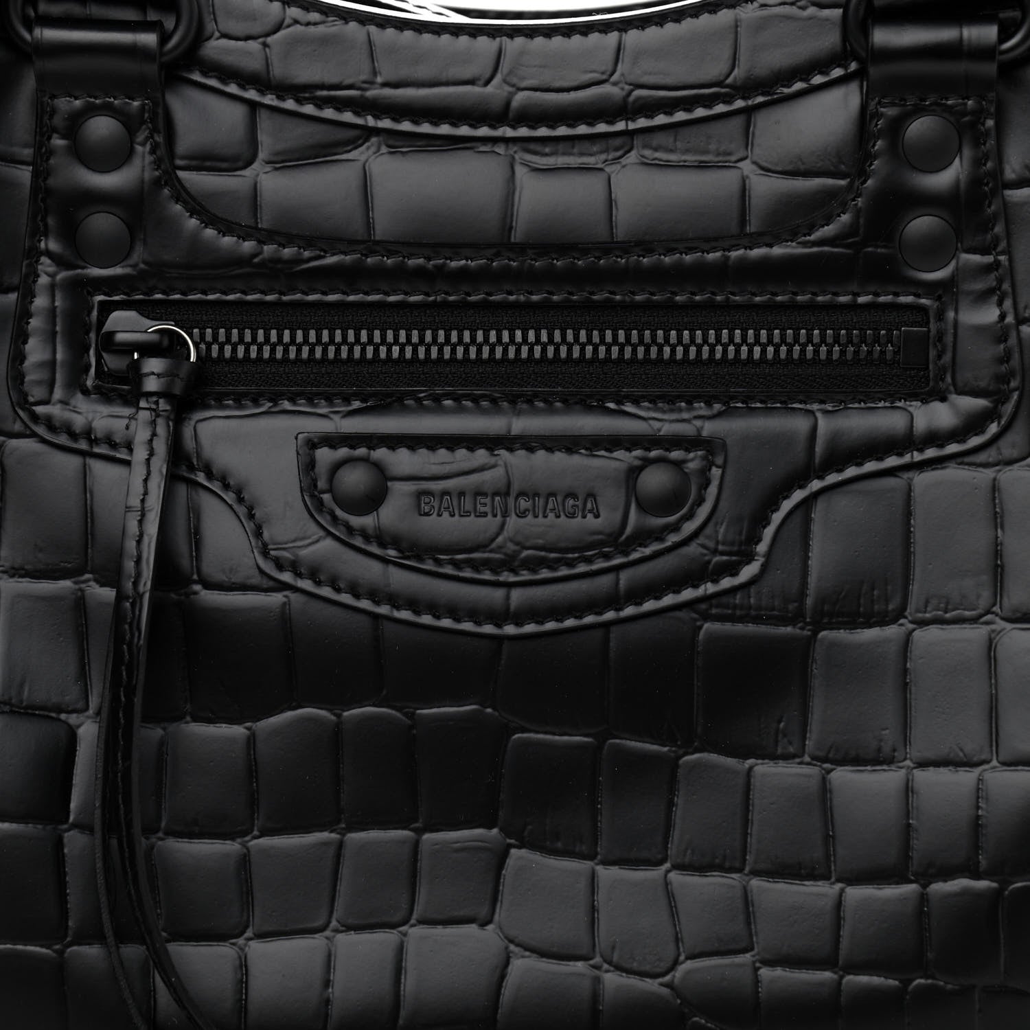 Balenciaga Semi Shiny Calfskin Crocodile Embossed Neo Classic Black Hardware S City Black 8 of 12