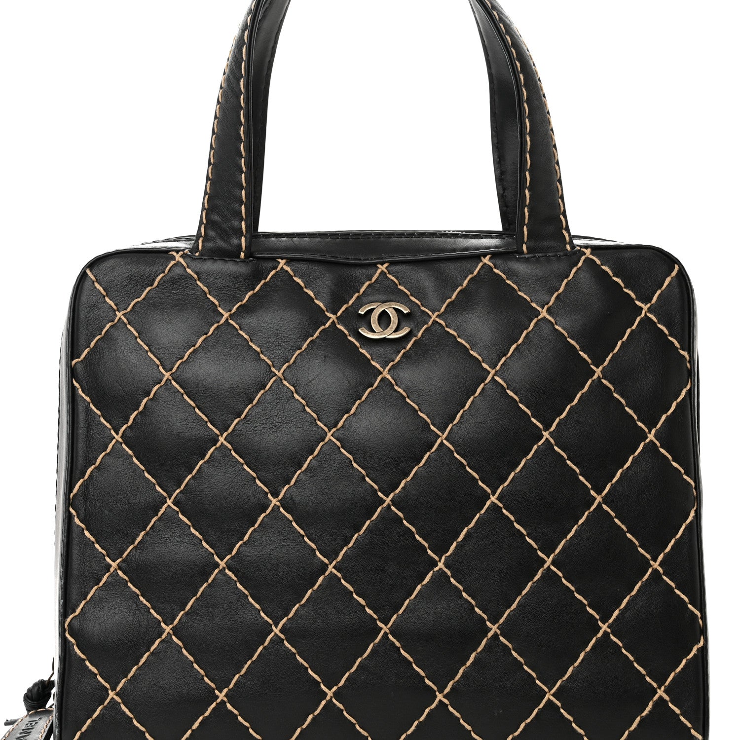 Chanel Calfskin Wild Stitch Vertical Top Handle Bag Black 8 of 14