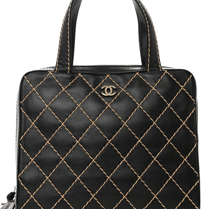 Chanel Calfskin Wild Stitch Vertical Top Handle Bag Black 8 of 14