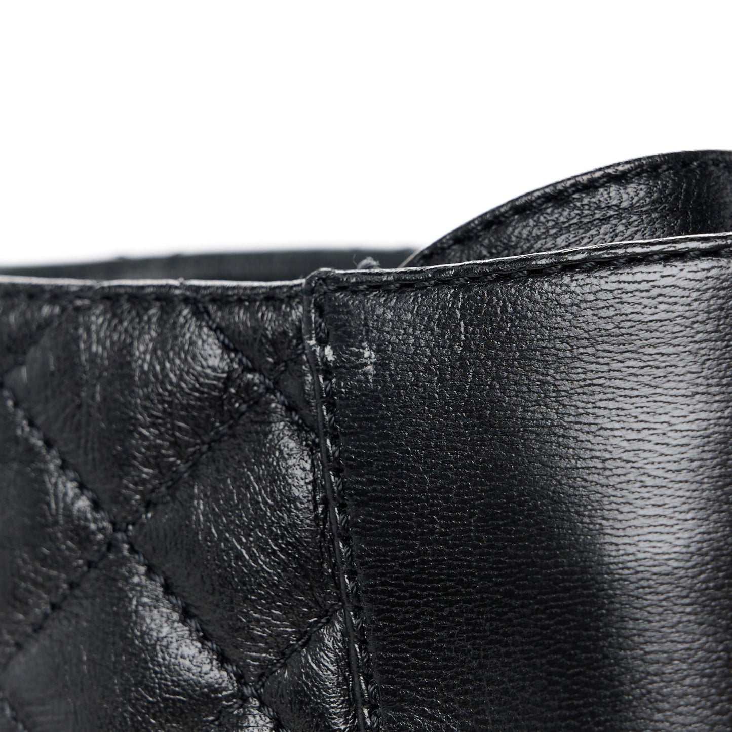 Shiny Lambskin Quilted Lace Up Combat Boots 39.5 Black