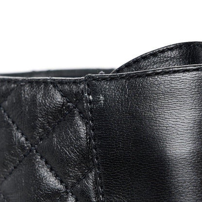 Chanel Shiny Lambskin Quilted Lace Up Combat Boots 39.5 Black 10 of 11