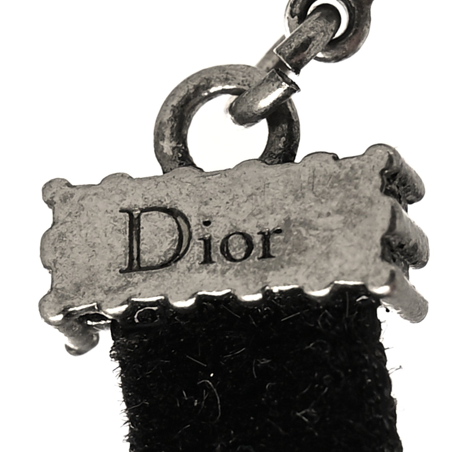 Christian Dior Velvet Crystal Dior Logo Choker Necklace Black White 5 of 5