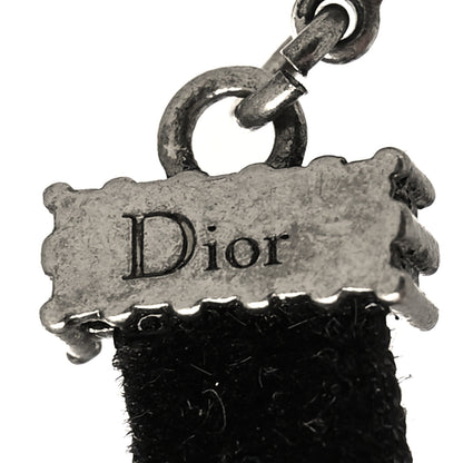 Christian Dior Velvet Crystal Dior Logo Choker Necklace Black White 5 of 5