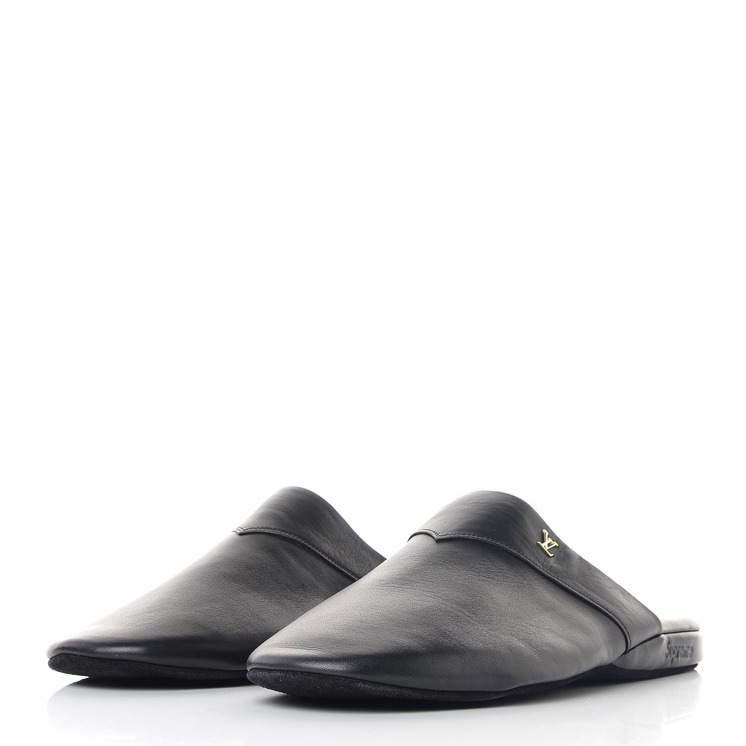 Louis Vuitton X SUPREME Lambskin Mens Hugh Slippers 8 Black 2 of 8