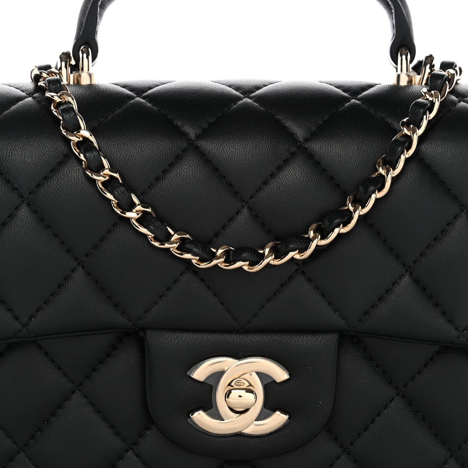 Chanel Lambskin Quilted Mini Top Handle Rectangular Flap Black 8 of 11