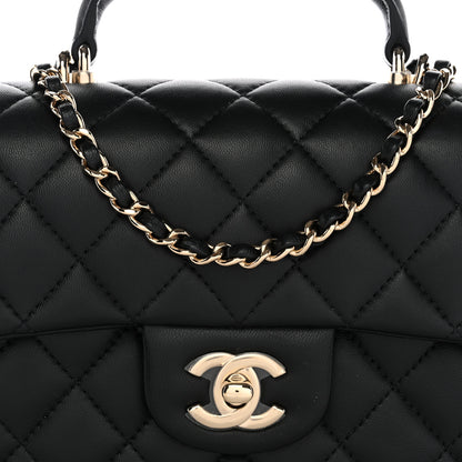 Chanel Lambskin Quilted Mini Top Handle Rectangular Flap Black 8 of 11