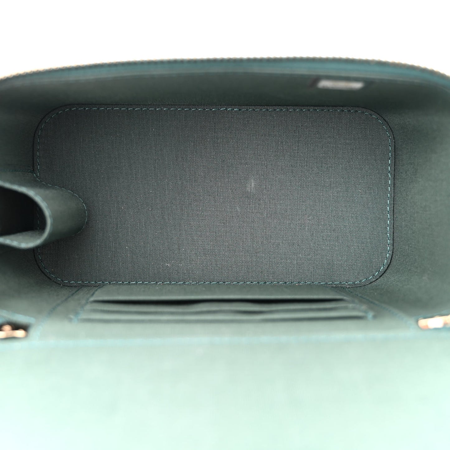 Lambskin Quilted Small Top Handle Vanity Case With Chain Green