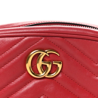 Gucci Calfskin Matelasse Mini GG Marmont Chain Shoulder Bag Hibiscus Red 8 of 11
