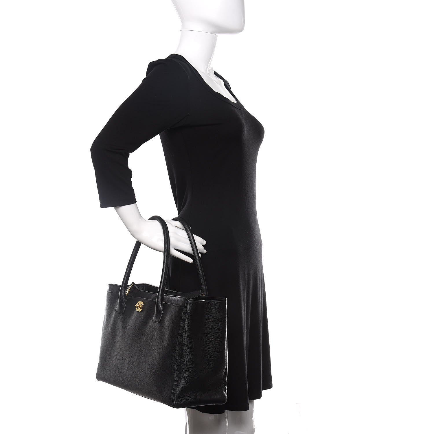 Chanel Calfskin Cerf Executive Shopper Tote Black 3 of 12