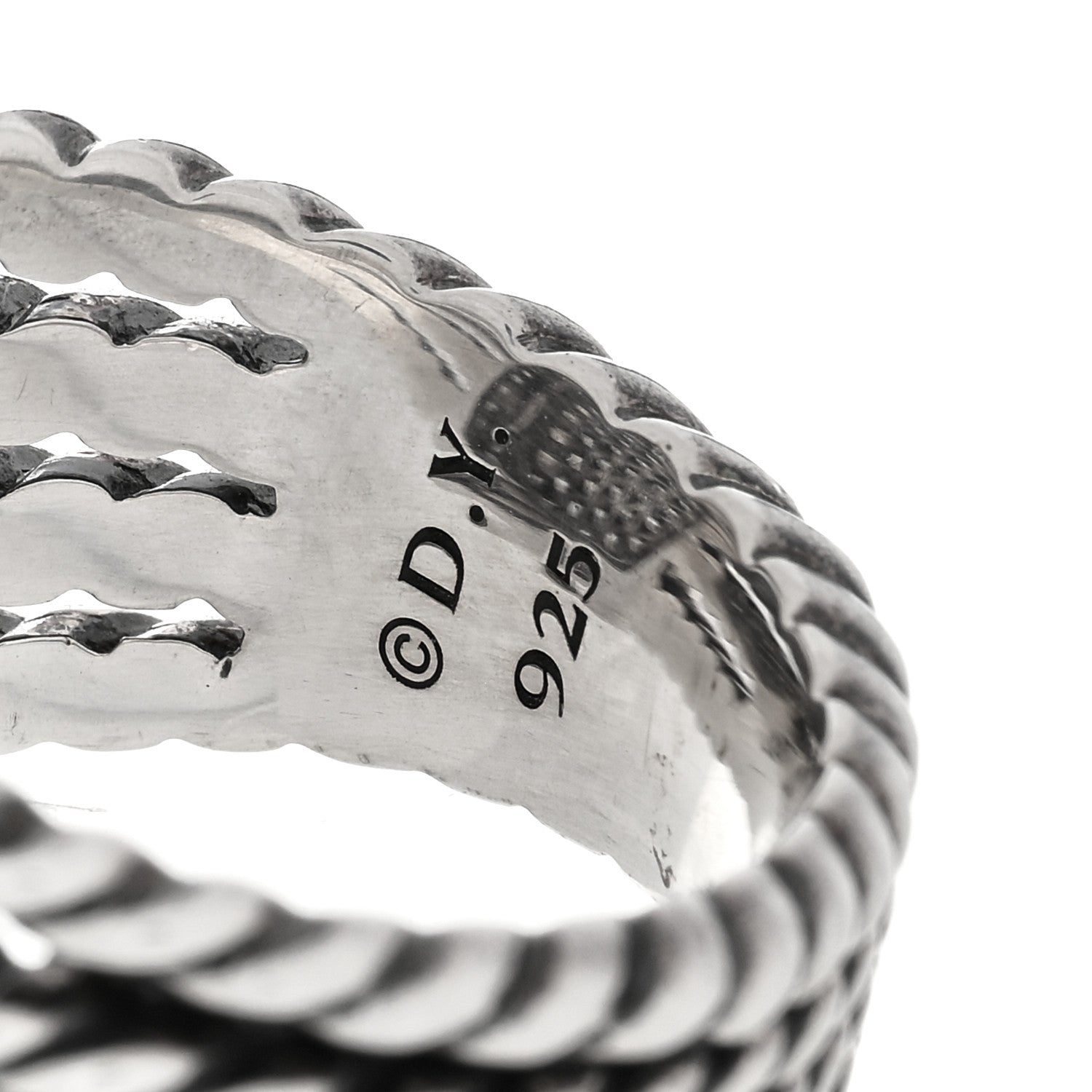 David Yurman Sterling Silver Diamond 16mm Wheaton Ring 54 7 4 of 4
