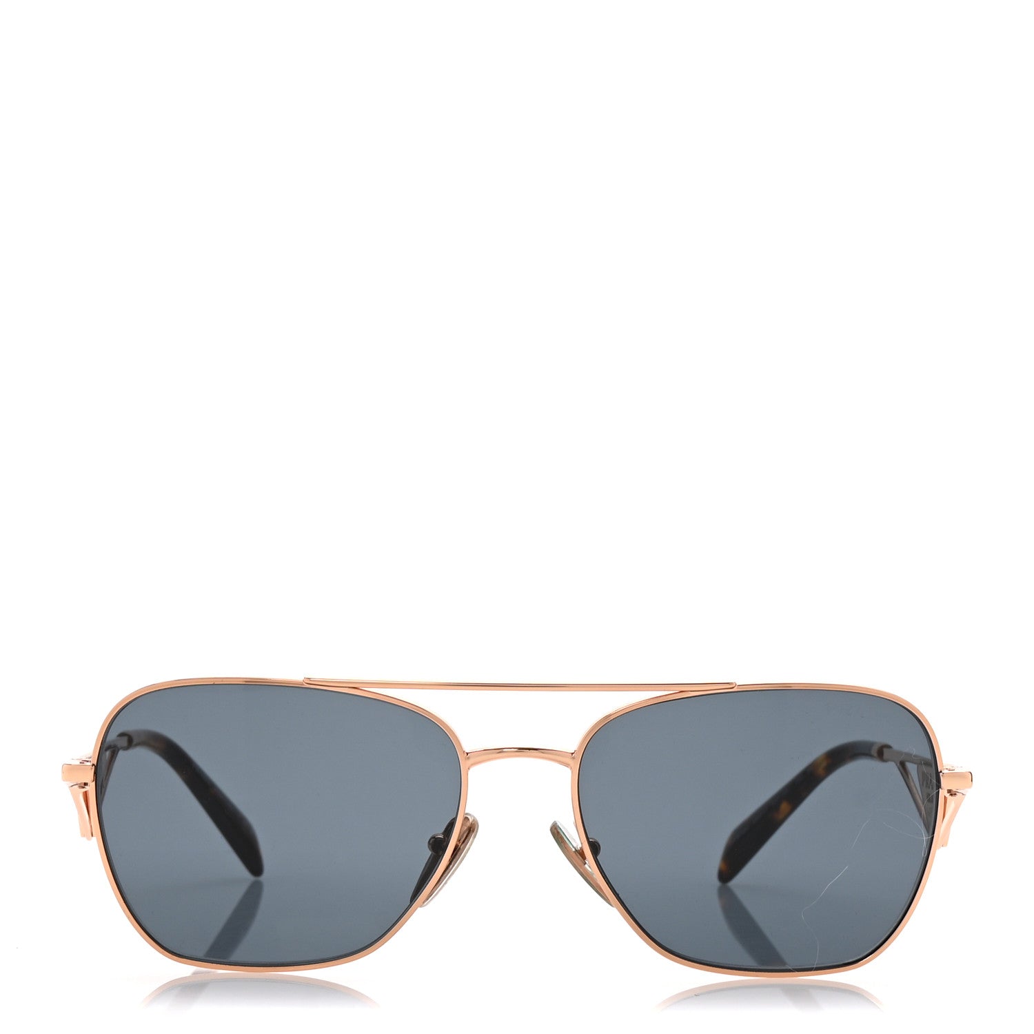 Prada Metal Symbole Triangle Logo Aviator Sunglasses SPR A50 Gold Tortoise Brown 2 of 8