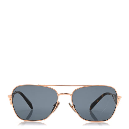 Prada Metal Symbole Triangle Logo Aviator Sunglasses SPR A50 Gold Tortoise Brown 2 of 8