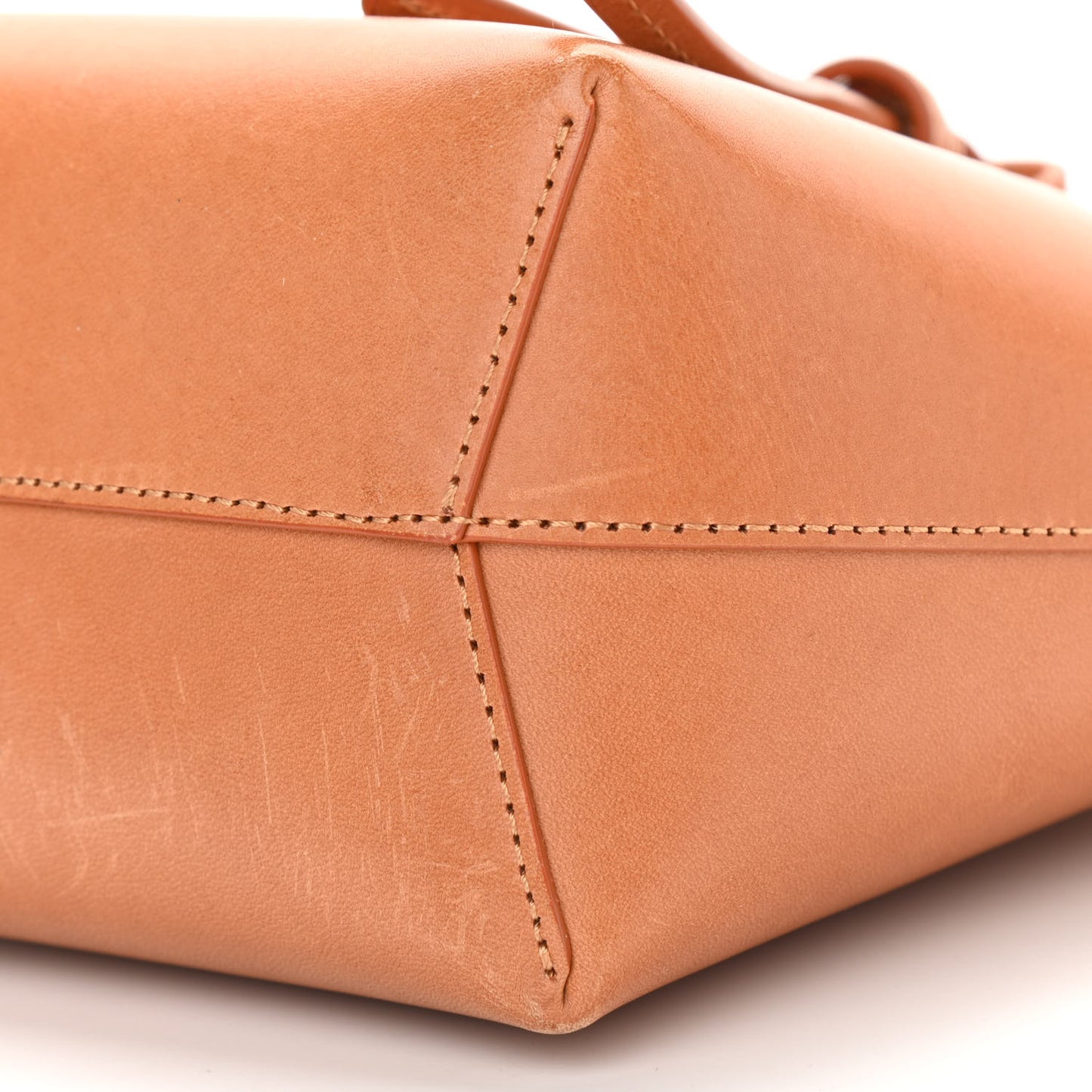 Vegetable Tanned Calfskin Mini Bucket Bag Camello Rosa