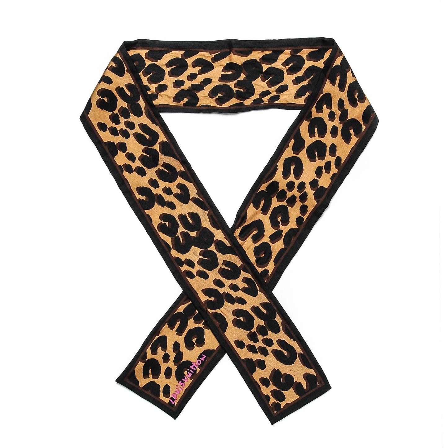 Silk Leopard Bandeau Scarf Marron