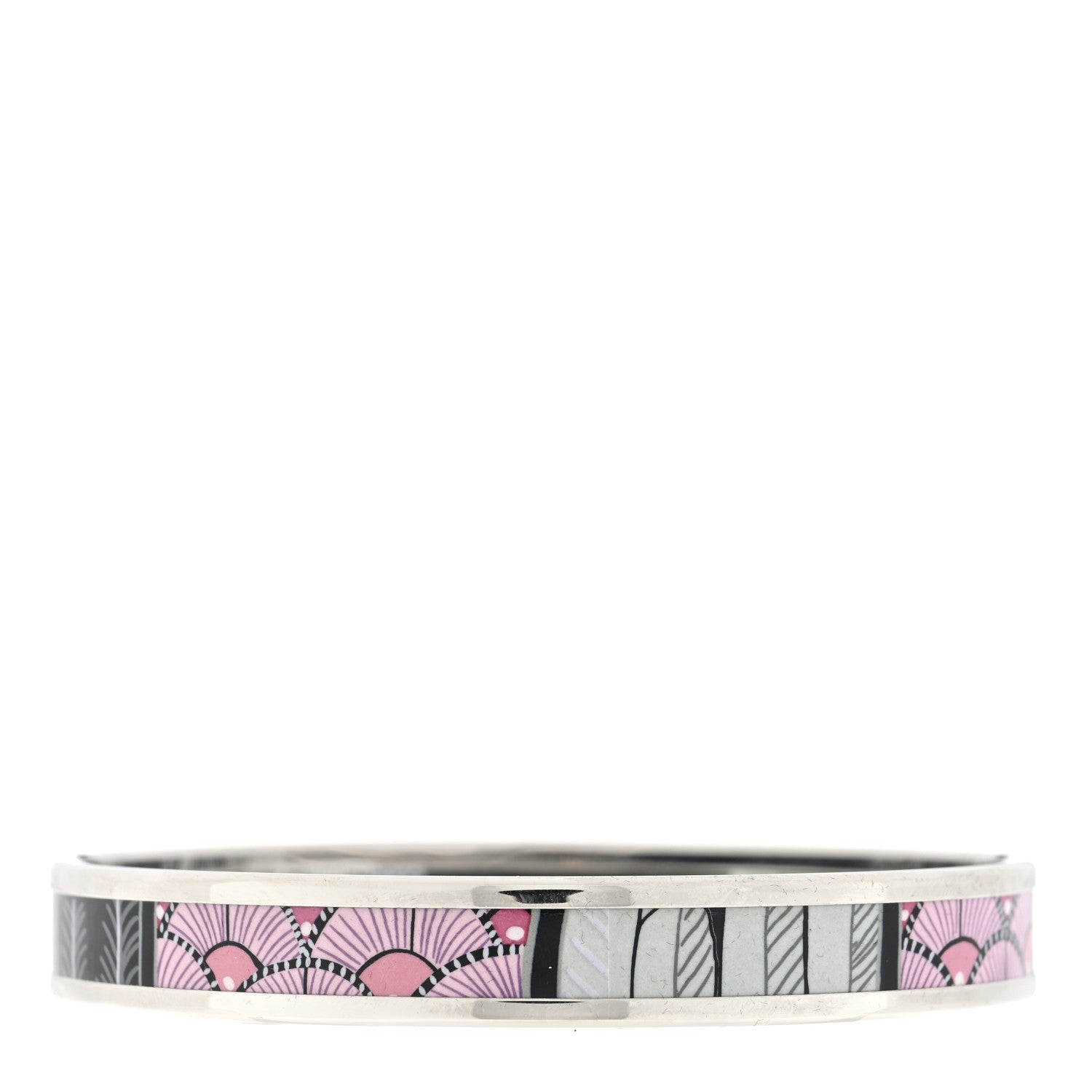 Hermes Enamel Printed Narrow Tree of Song Bracelet 62 Faux Gris 2 of 3