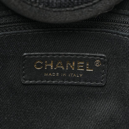 Chanel Mixed Fibers Calfskin Striped Medium Deauville Tote Black 6 of 17